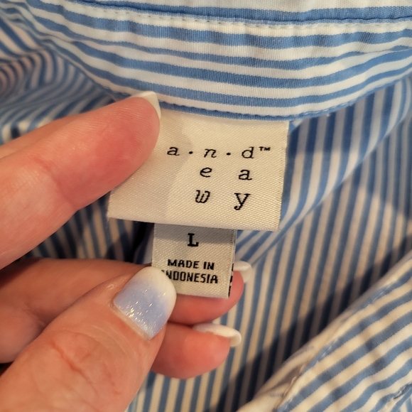 A New Day Blue and White Mixed Pattern Button Down Shirt Size L - Picture 5 of 6